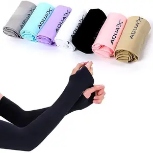 FAITOLAGI 6 Pair Summer Ice Silk Arm Sleeves Riding Sports Sunscreen Arm Cuff Sleeve Fishnet Fingerless Long Gloves Black Punk Rock Mesh Glove Elbow Brace Nylon Spandex Anti UV Effect Free Size Elastic
