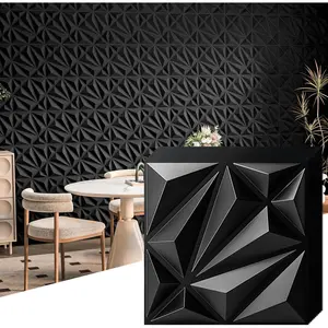 33-Pack  Wall Panel for Interior Wall Decor,  Textured PVC Accent Wall Paneling for Living Room Bedroom Office TV Wall Background, 11.8"x11.8" Cover 32.Sq.Ft., Black