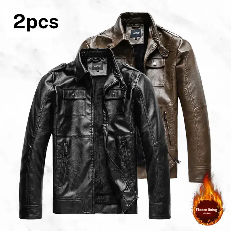 Men's Motorcycle Style Leather Jacket Trendy & Stylish Fleece Lined for Extra Warmth Perfect for Men on the Go Available in Multiple Colors Versatile Outerwear Menswear genuine leather barn jacket outfit men jacket short winter autumn and coat fathersdayg