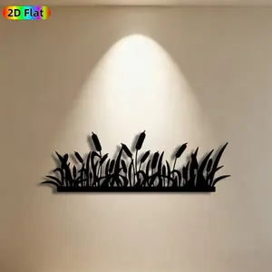 1pc Cattail & Grass Metal Wall Art,Cattail & Grass Statue Mural, Ideal Gift for New Year, Easter, Nature Decor Enthusiasts, Weather-Resistant Metal Wall Decor Wall Sculptures, Perfect for Garden Wall & Patio Fence, Charming Outdoor & Indoor Decor