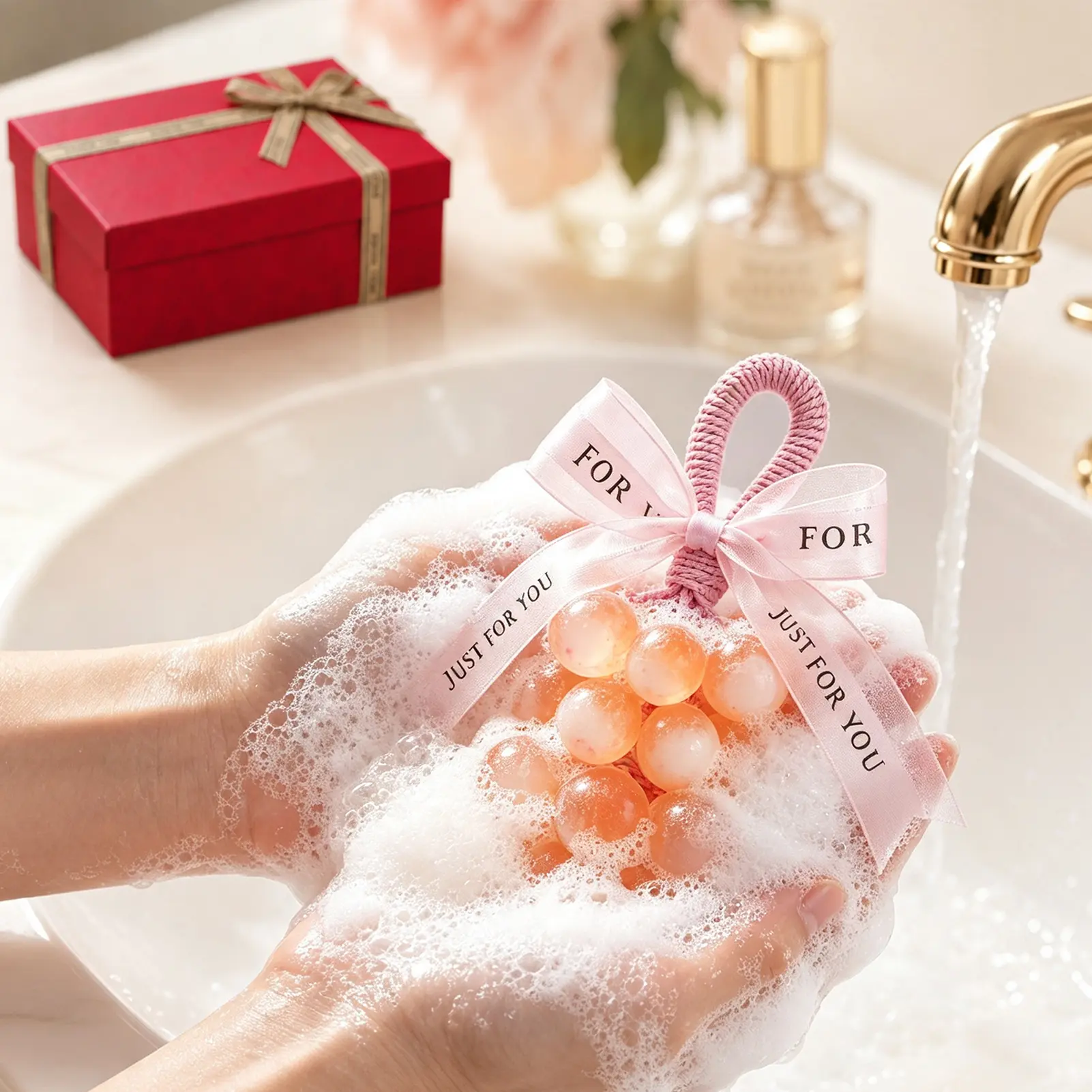 GOIPLE Soap Gift Set for Women, Grape-Shaped Hand and Bath Soap, Approx 7.4 oz Hanging Decorative Soap, Creative Gift Set for Women, Birthday, Mother’s Day and Christmas Gifts