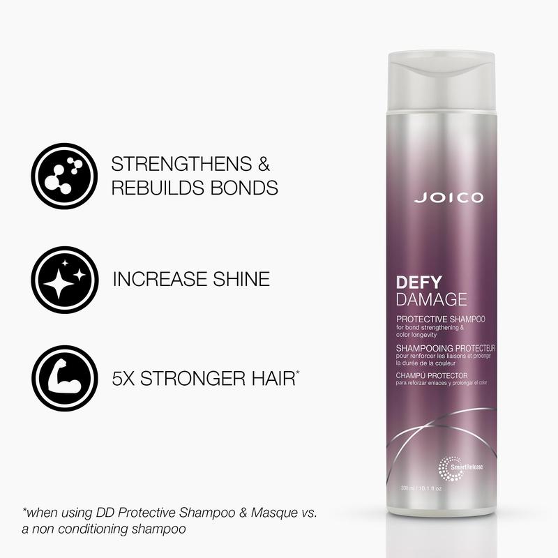 Joico Defy Damage Haircare Trio - Shampoo (10.1oz), Conditioner (8.5oz) & In-A-Flash Treatment for Rapid Repair, Bond Protection & Daily Strengthening