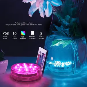 4 Pack Submersible LED Lights with Remote Control IP68 Waterproof for Pool Aquarium Pond Hot Tub Vase Party Holiday Decor Battery Powered