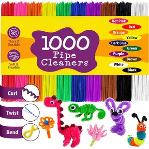 Pipe Cleaners Craft - 1000 count Multi-Colored Chenille Stems, 6mm x 12 Inch Fuzzy Sticks, 10 Assorted Colors for DIY Arts and Craft Projects and Decorations