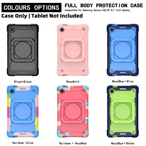 Case for Samsung Galaxy Tab A9 8.7 Inch, 360 Degree Rotating Handle Stand Shockproof Silicone PC Protective Cover Tablet Casing X110/x115/x117 Models