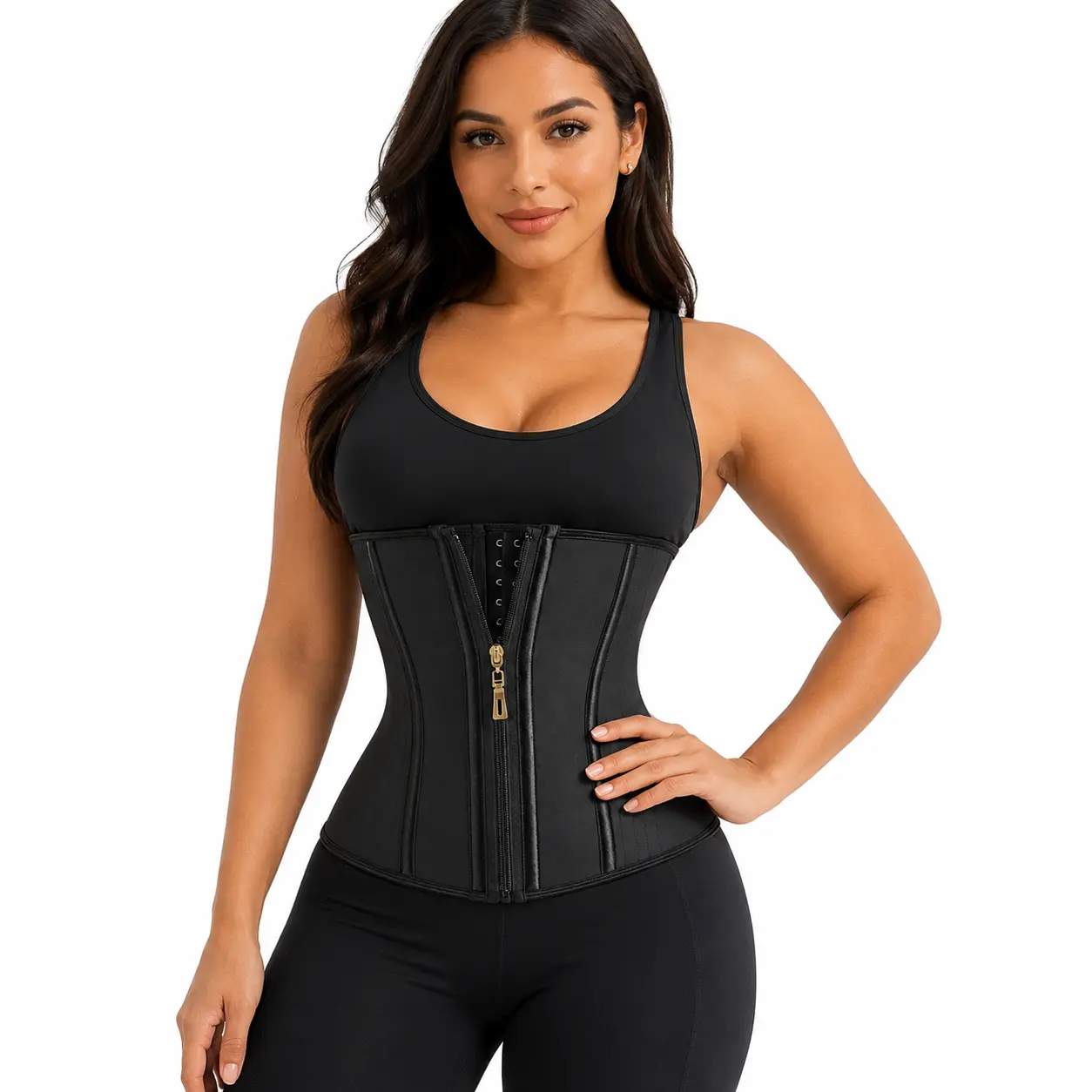 QUISHAPER Waist Trainer for Women Latex Underbust Tummy Control Cincher Corset Hourglass Body Shaper Zipper and Hooks Workout Shapewear Postpartum with Hook Short Torso Faja Women, Sports Girdle
