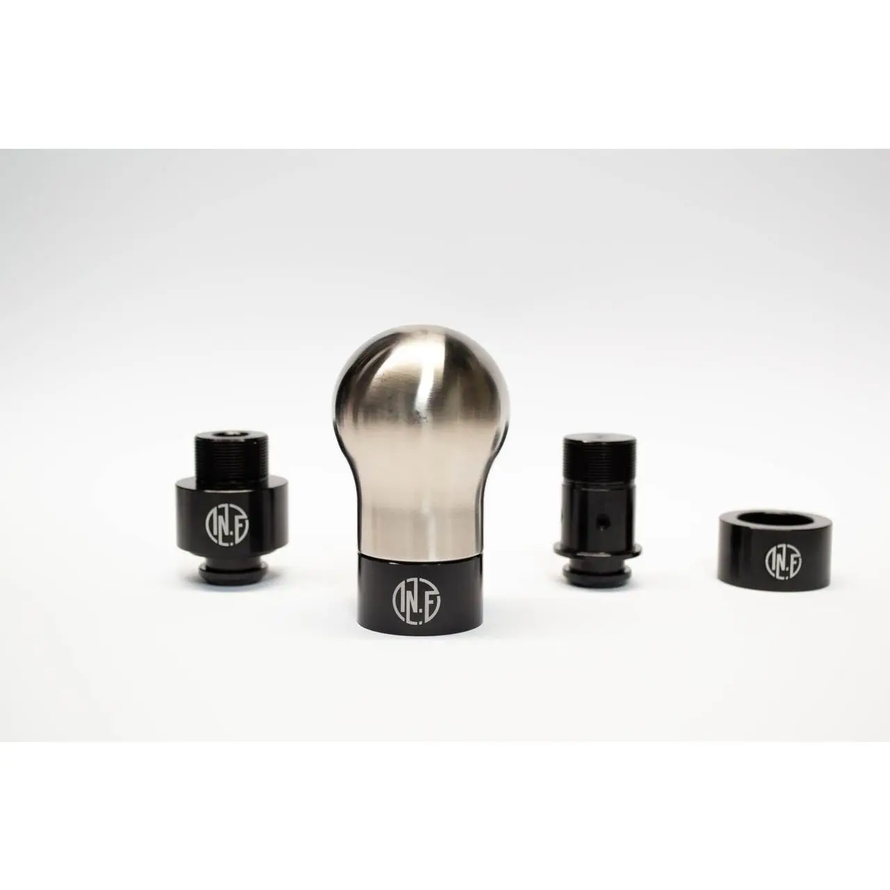IN.FOCUS SHIFT Brushed Barbell Weighted Shiftknob 1.50lbs Precision Stainless Steel Shift Knob with Black Bases for Enhanced Precision