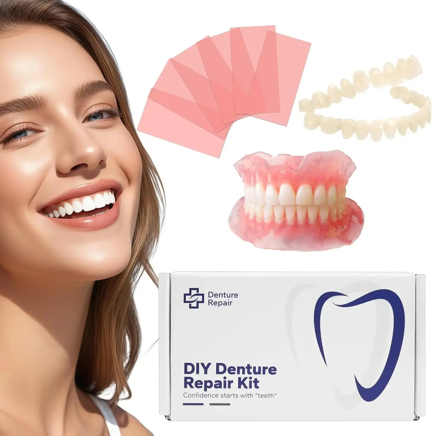 DIY Denture Kit - Full Set Fake Teeth for Top & Bottom |   Functional Homemade Denture Combo |   Fast Results ​ , Restore Your Confidence in Your Smile -0707-3