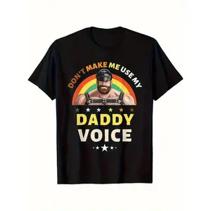 180gMen's Gay Pride T-shirt - "Don't Force Me to Use Dad Voice" slogan, with rainbow, star, and lightning bolt designs - Loose fit retro bold gay rights tee, suitable for pride events, everyday wear, and "dad-style humor" - Fun LGBTQ+ gift