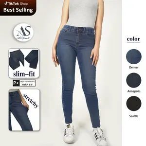 AtSpark Women's Classic Straight Leg Tapered Ankle Jeans. High Waisted with Tummy Control & Buttery Soft Stretch. # GoldilocksDenim # StraightLegJeans # AtSpark Womenswear Bottom Trouser Basic Minimalist