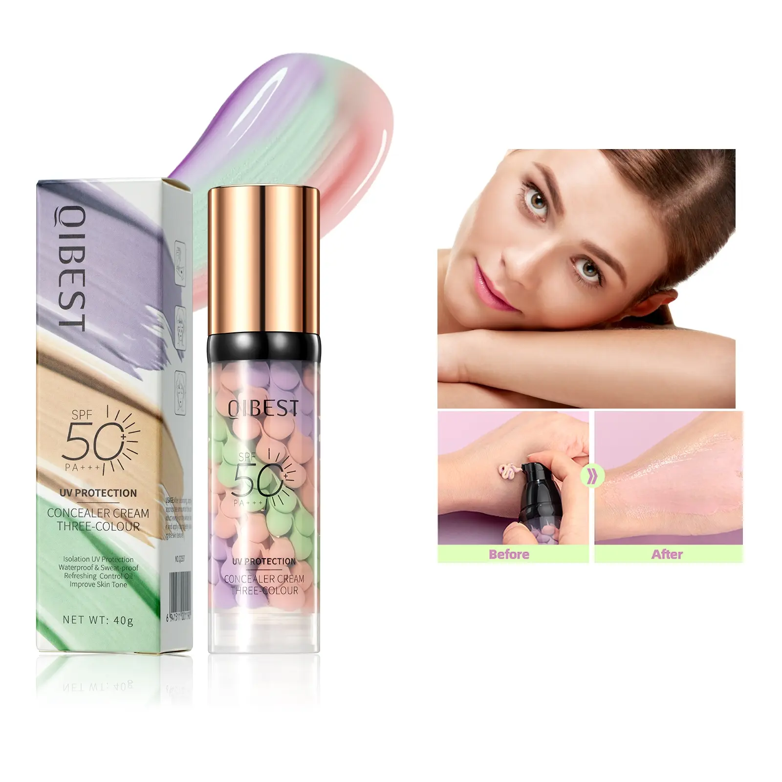 Spiral Sunscreen Concealer Isolation Cream Correcting Coverage - SPF50+ UV Protection, Waterproof, Long-Lasting & All Day Coverage, Coverage Perfector
