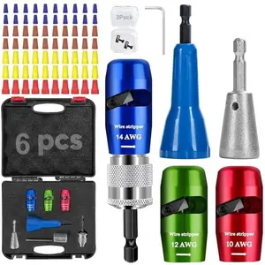 Wire Stripper for Drill - 2025 Upgraded Electric Wire Stripping and Twisting Tool for AWG 14-12-10, Wire Stripper Tool for Power Drill, Nut Twister Stripping and Connector Kit (6PCS)