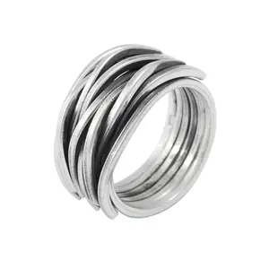 Silvertone Handmade Wire Wrapped Band Ring – Simple Unisex Fashion Jewelry | Perfect for Ring Lovers