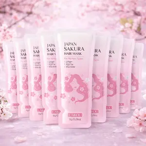 Japanese Cherry Blossom Hair Mask Set, 7 Sheets, Moisturizing Hair Care for Dry Damaged Hair, Unisex Hair Treatment, Cleaning Products