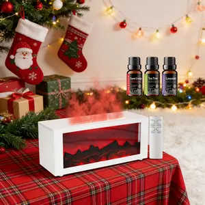 Safe & Automatic Fireplace Essential Oil Diffuser  300ml with Auto Shut-Off, Timer, and Remote Control for Peace of Mind Colorful LED Flame Aroma 2-in-1 Air Purifier Humidifier relaxing Dual Spray Ultrasonic Humidifier fire aromatherapy usb Quiet Mini