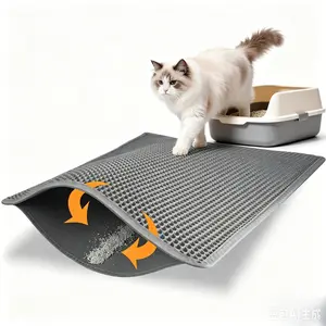 Double Layer Honeycomb Cat Litter Mat, Waterproof EVA Traps Scattered Litter & Protects Floors, Large 30×22 in