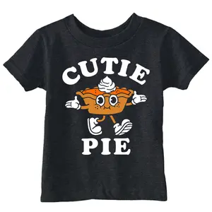 Toddler Funny T Shirts Cutie Pie Sarcastic Thanksgiving Graphic Novelty Tee For Young Kids Funny Toddler Shirts Thanksgiving Apparel for Toddler Funny Food Apparel Childrens Graphic Tees Black -