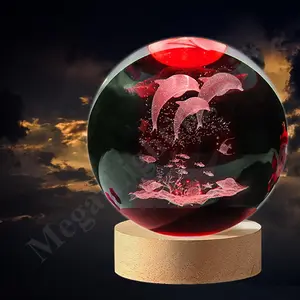 3D LED Dolphin Crystal Night Light, Bedroom Decor Bedside Lamp, Ambient Lighting, Atmosphere Lighting, Ideal Gift for Birthdays, Valentines, Anniversaries