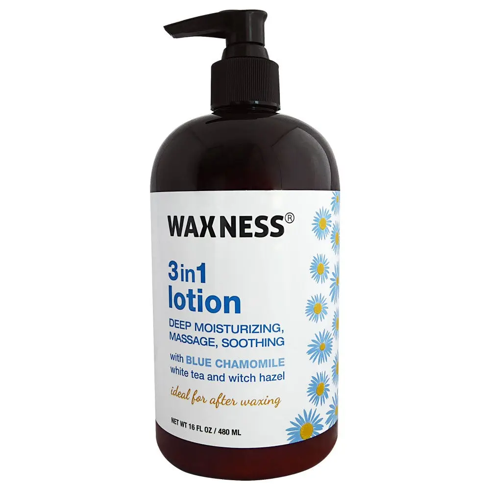 WAXNESS Botanical 3-in-1 Body Lotion, Hydrating Moisturizer with Blue Chamomile & Witch Hazel for Daily Body Care - 16 fl oz/480 ml