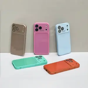 Solid Color Skin-Friendly Crystal Phone Case, Full Coverage Large Camera Window Shockproof Protective Case for iPhone 13/14/15/16/17 Promax/Air/Plus/Pro projector 4k iphoone 17 phone case iphone cases #YJFYFGSJXYKTIFFANYGREEN summerwins
