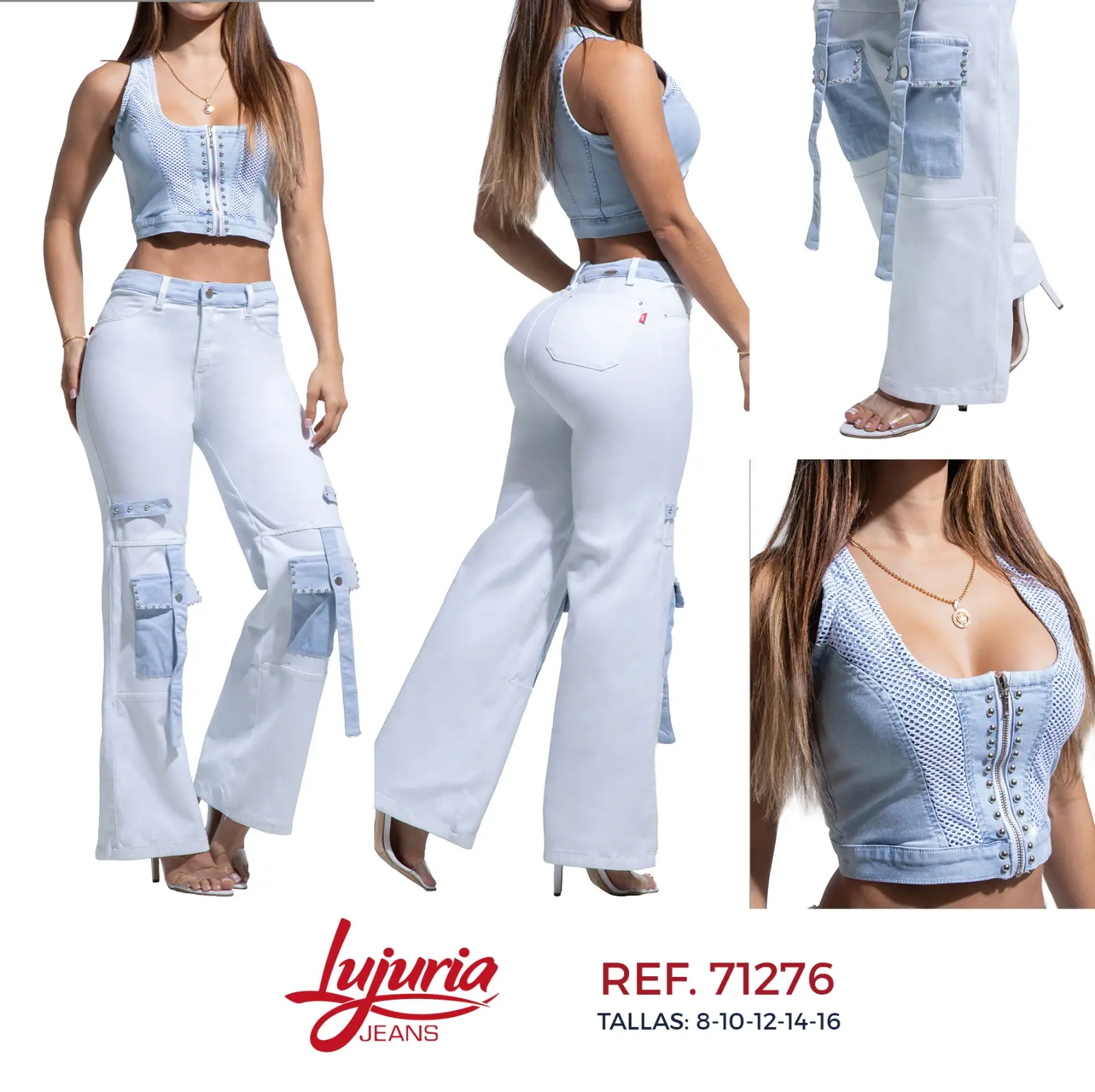 Cargo Women's Minimalist Basic 2-Piece Lady Clothes Set - Lu Juria Cargo Pantalón & Top, REF 71276, Sizes 8-10-12-14-16, Everyday Womenswear Clothing Set