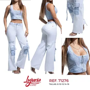 Lu Juria Jeans Set Pantalón Cargo and Top REF 71276 Sizes 8-10-12-14-16 Women's Fashion