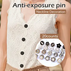 20 Counts Brooch Buttons for Women, Mini Instant Buttons Pins with Pearl Rhinestones，Quick and Easy Way to Update Clothing