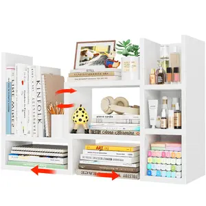 Desk Shelves Desktop Orgnizer Shlef - White Office Organization for Top of Desk Organizers and Accessories Corner Bookshelf Table Top Shelving Small Hutch Decorations for Women Office