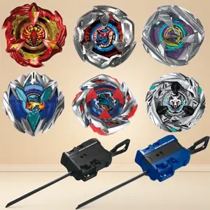 Battle Burst Spinning Tops Set – 6 Metal Fusion Gyro Tops with 2 Two-Way Launcher Grips, Kids Battling Arena Game Toys for Boys Ages 6-12, Birthday Gift (CA01-6BB)