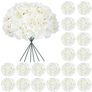 60pcs Artificial Hydrangea Flowers with Stems, Silk Fake Hydrangea Heads for DIY Crafts and Home Table Decor, Lifelike Artificial Flower
