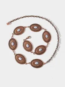 Boho Style Flowers Engraved Charm Decor Western Belt, Cowboy Cowgirl Belt, Vintage Belt for Women, Fashion Accessories for Party, Daily Clothing Decor, Trendy All-match & Exquisite Belt for Gift