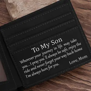 Engraved Wallet for Son ,You WillNever Lose, Top engraved leatherwallet,Engraved Wallet forSon,Personalized Cowhide Leather ,Agift for son to start the school year,Lightweight & Chic for CasualOccasions,Mens Wallet,Birthday gifts, Christmas gifts Black