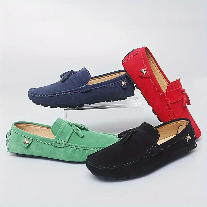 Black Friday Women's Casual Slip-On Loafers - Soft and Comfortable Driving Moccasins, with Metal Decoration and Red Tassel Details, Breathable PU Cover, Rubber Sole - Versatile All-Season Shoes, Navy Blue, Red, Green, Black, Non-Slip Women's Casual Shoes