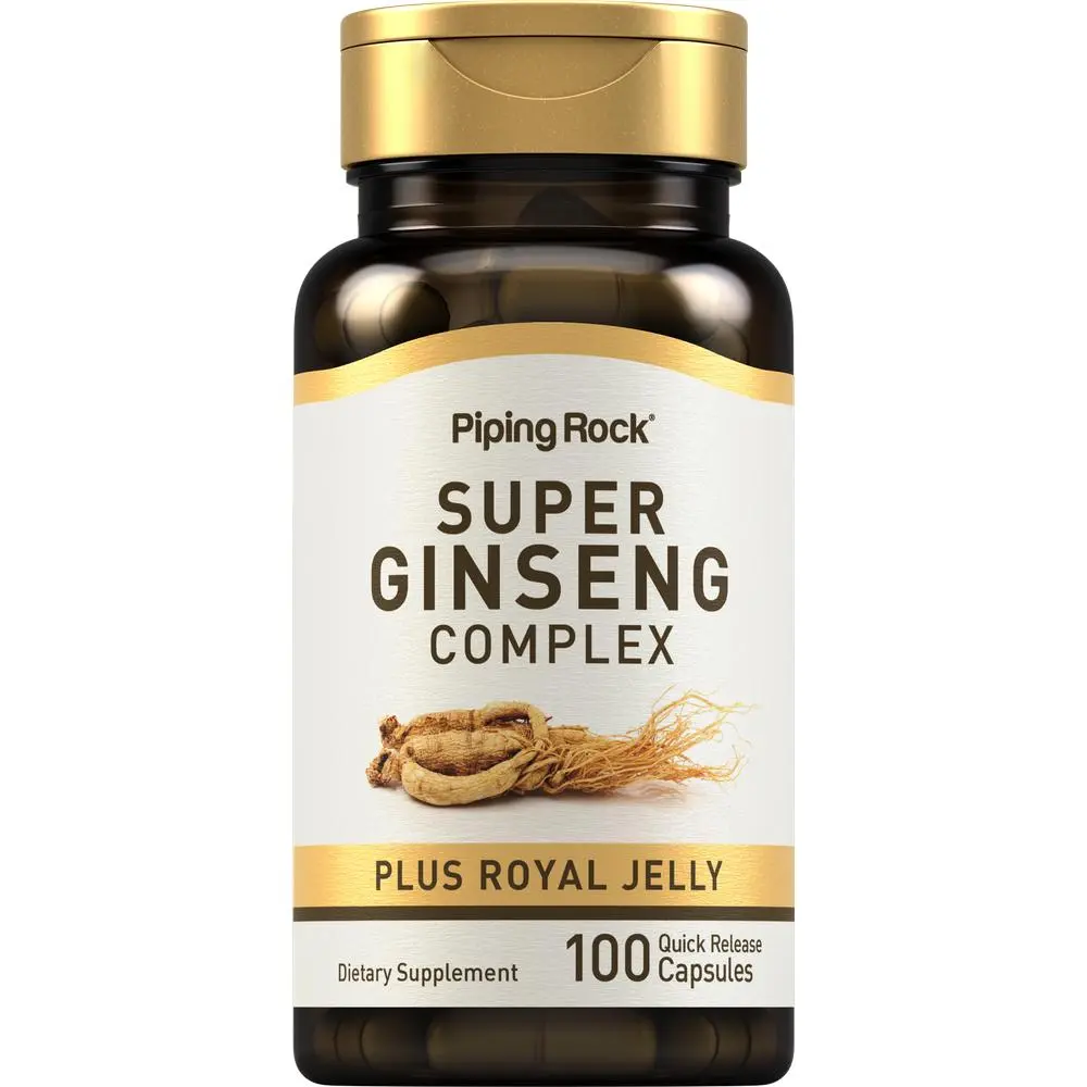 Piping Rock Ginseng Complex Capsules | 100 Count | with Royal Jelly | Non-GMO, Gluten Free Supplement Piping Rock Ginseng Complex Capsules | 100 Count | with Royal Jelly | Non-GMO, Gluten Free Supplement