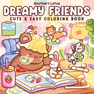 Dreamy Friends - Coloring Book for Adults and Teens Featuring Little Animal Friends and Fantasy Characters in Funny and Cozy Adventures for Relaxation