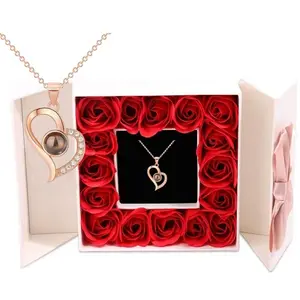 100 Languages I Love You Projection Necklace woman trendy fashion jewelry romantic gift box high quality fashion jewelry day jewelry set Modern Versatile Accessories Minimalist Chain