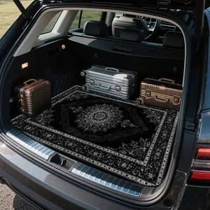 1pc, Vintage Bohemian Style Trunk Mat, Universal All-Weather Car Interior Trunk Liner, Pet-Friendly for Most Vehicles, Protective And Decorative Trunk Mat, Durable Machine Washable Material, Auto Accessory, Car Accessories, Family Car Use