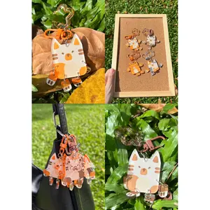 [NEW] Playful Cat Fish Keychain – Swinging Acrylic Charm for Bags & Keys