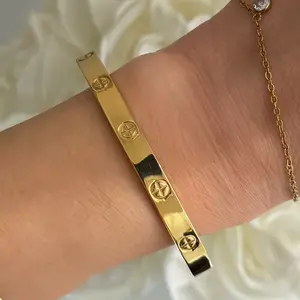 EVRY JEWELS Gold or Silver Plated Women's Linked Babe Bangle Bracelet