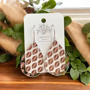 Football Pattern Acrylic Earrings - Clear and Lightweight