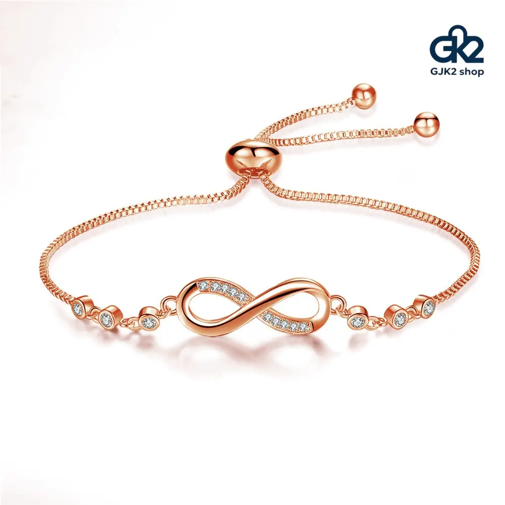 Women's Infinity Symbol Sliding Bracelet, Silver-Toned Adjustable Chain with Sparkling Rhinestones, Minimalist Fashion Jewelry, Perfect Birthday, Anniversary & Holiday Gift for Her