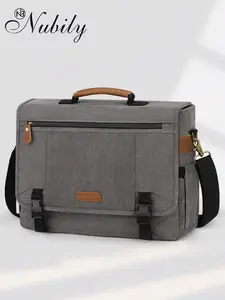 Men's Messenger Bag for 17-17.3 Inch Laptops, Canvas Briefcase Satchel, Large Computer Shoulder Bag for Work Office, Stylish and Durable