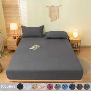 3pcs Solid Fitted Sheet Set, Elastic Non-Slip Full Coverage Mattress Protector, Deep Pocket Design, Soft Breathable Skin-Friendly Bedding, Wrinkle-Free Hotel Style Sheets