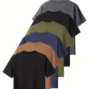 6-Pack Men's & Women's Crew Neck T-Shirts Unisex Heavy Cotton Tee Classic Ribbed Collar Seamless Durability Casual Uniforms Loungewear Menswear