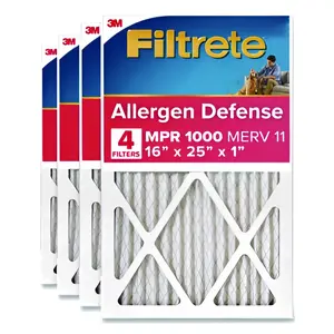 Allergen Defense Air Filter, MERV 11, MPR 1000, 16 x 25, 4/Carton