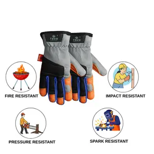 12 Pairs Leather Palm Work Gloves, Breathable Polyester Knit Back Safety Gloves for Aluminum Work, Woodworking, Construction & Industrial Labor