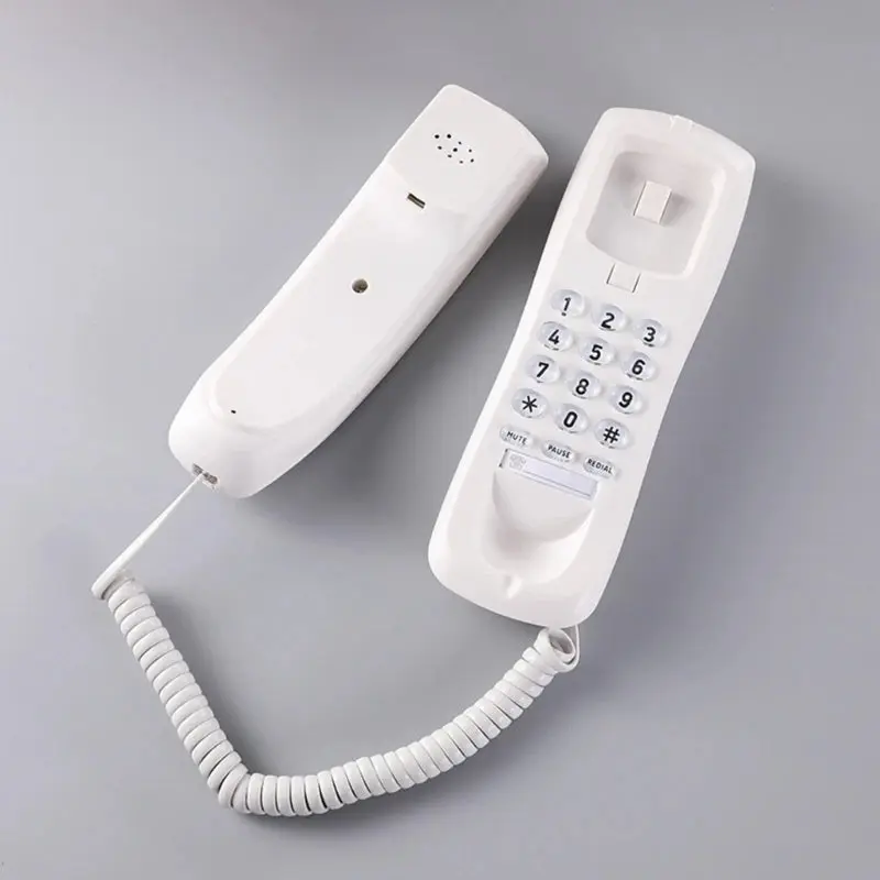 Corded Wall-Mount Landline Telephone - Abs, Energy-Efficient, Durable, Environmentally Friendly, Mute Function, Redial Feature, Memory Buttons, Flexible Installation, Telephone Line-Powered for Home Use