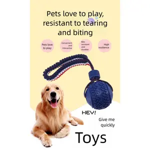 Dog Rope Ball Toy for Aggressive Chewers – Durable Rubber Tug Toy for Large Dogs, Interactive Training & Teeth Cleaning
