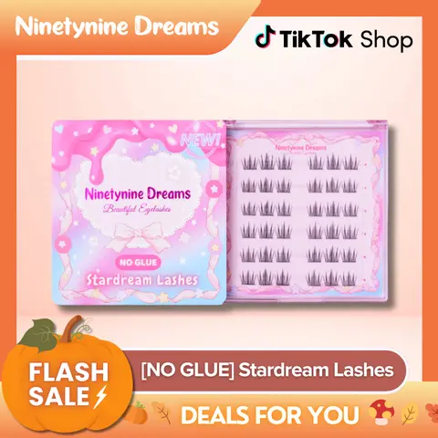 Ninetynine Dreams [NO GLUE] Stardream Self-Adhesive Lashes | Press-On No Glue Required Lash Clusters 8-12mm C+ Curl — Fluffy Spiky Anime Manhua Style Beginner-Friendly Reusable Lashes with Ultra-Thin Self-Stick Band Synthetic Daily Makeup