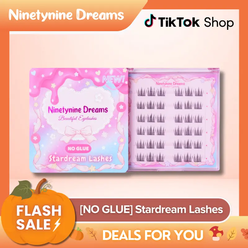 Ninetynine Dreams [NO GLUE] Stardream Self-Adhesive Lashes | Press-On No Glue Required Lash Clusters 8-12mm C+ Curl — Fluffy Spiky Anime Manhua Style Beginner-Friendly Reusable Lashes with Ultra-Thin Self-Stick Band Synthetic Daily Makeup